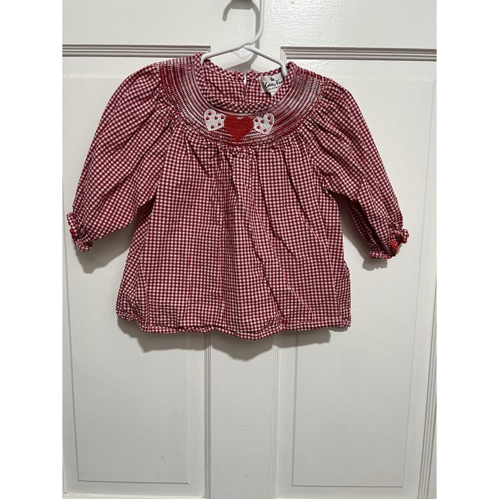 12-18 Month Girls Smocked Valentines Day Heart Shirt/Dress